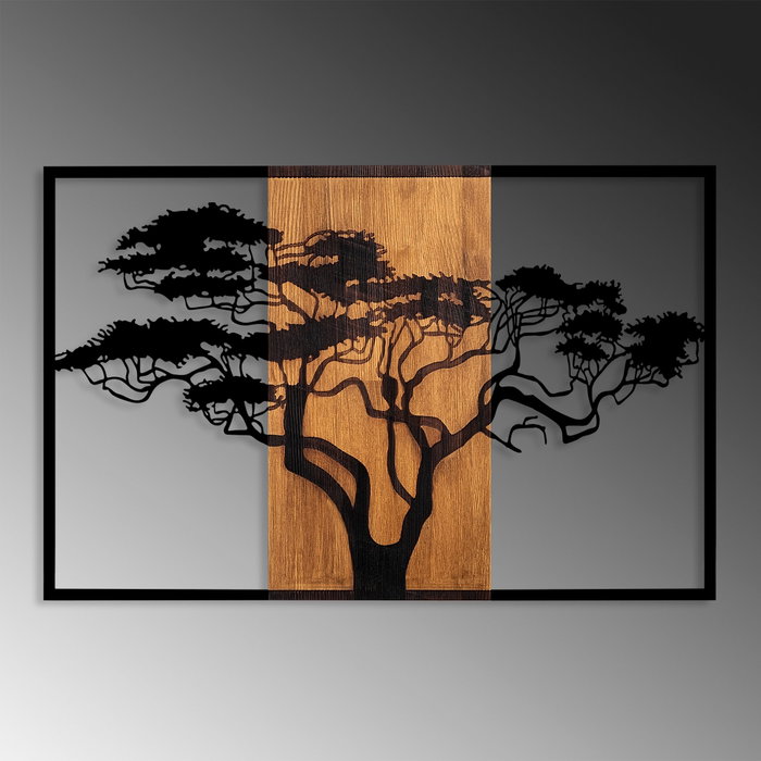 Wallity Acacia Tree - 388 Escultura de pared de madera nogal y negro